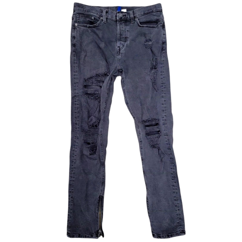 H&M Divided Men's Distressed Black Washed Jeans Size 30